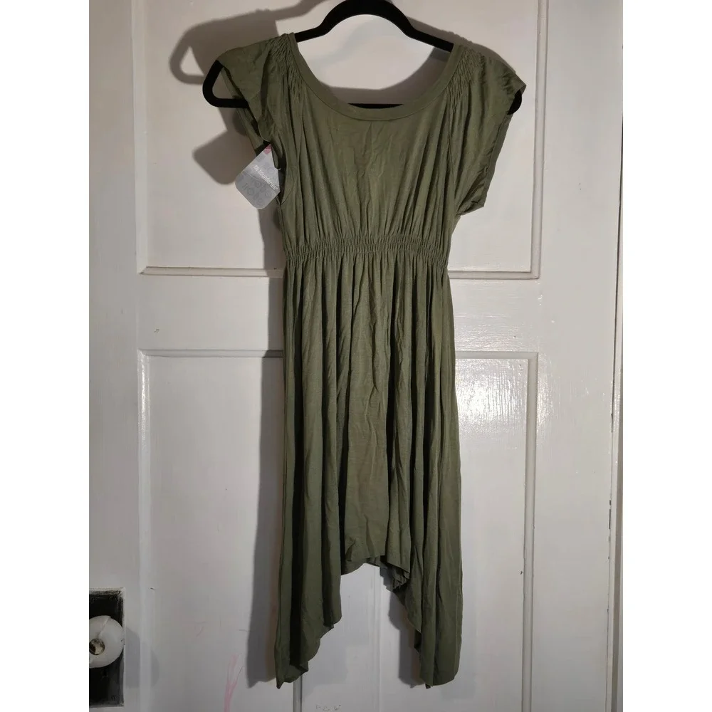 No Boundaries Dark Cilantro Green Handkerchief Hem Tunic Top Dress Juniors M 7-9 - Picture 5 of 5